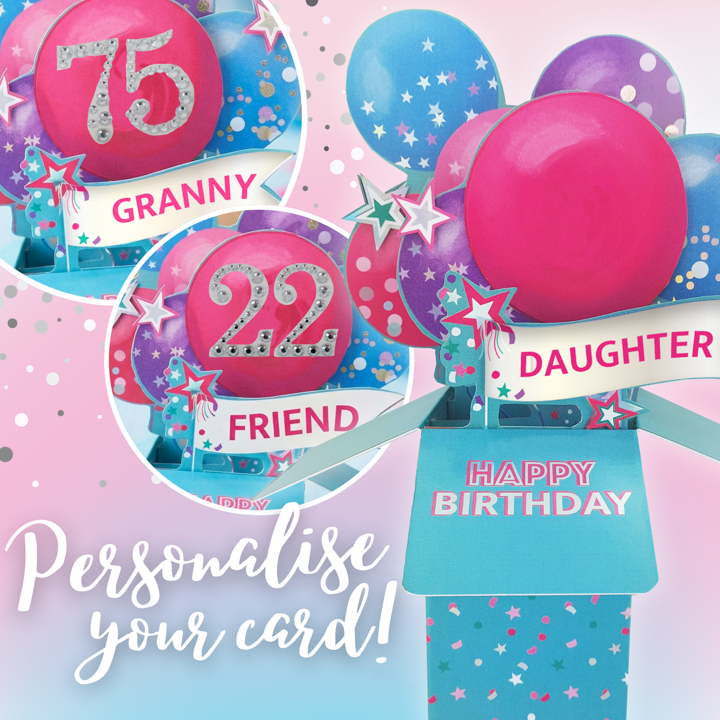 Personalised Clever Cubes Happy Birthday Pop Up Birthday Card For Her 3D Cube Card