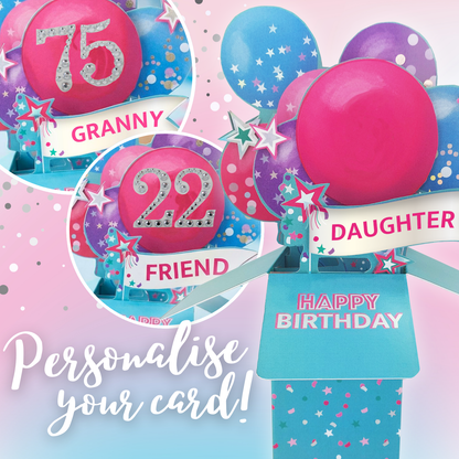 Personalised Clever Cubes Happy Birthday Pop Up Birthday Card For Her 3D Cube Card