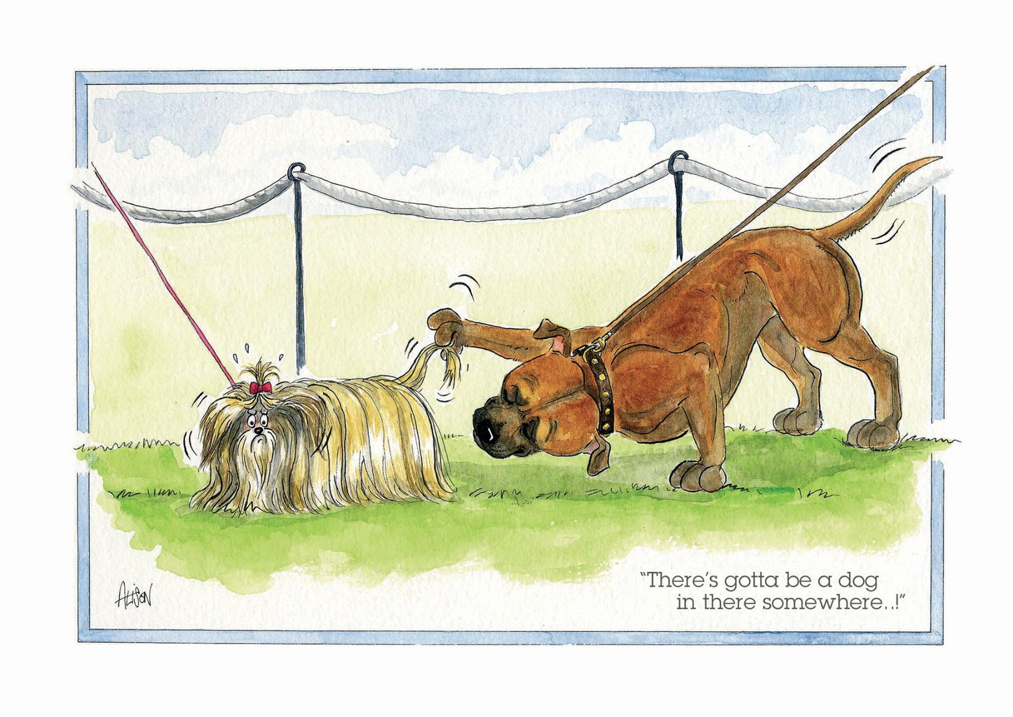 Got To Be A Dog There Somewhere! Alison's Animals Cartoon Greeting Card