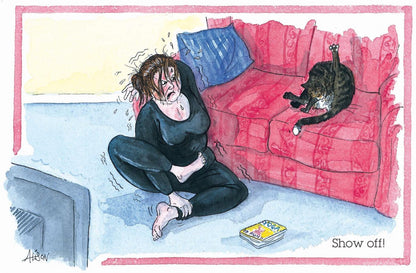 Cat Yoga Show Off! Alison's Animals Cartoon Greeting Card