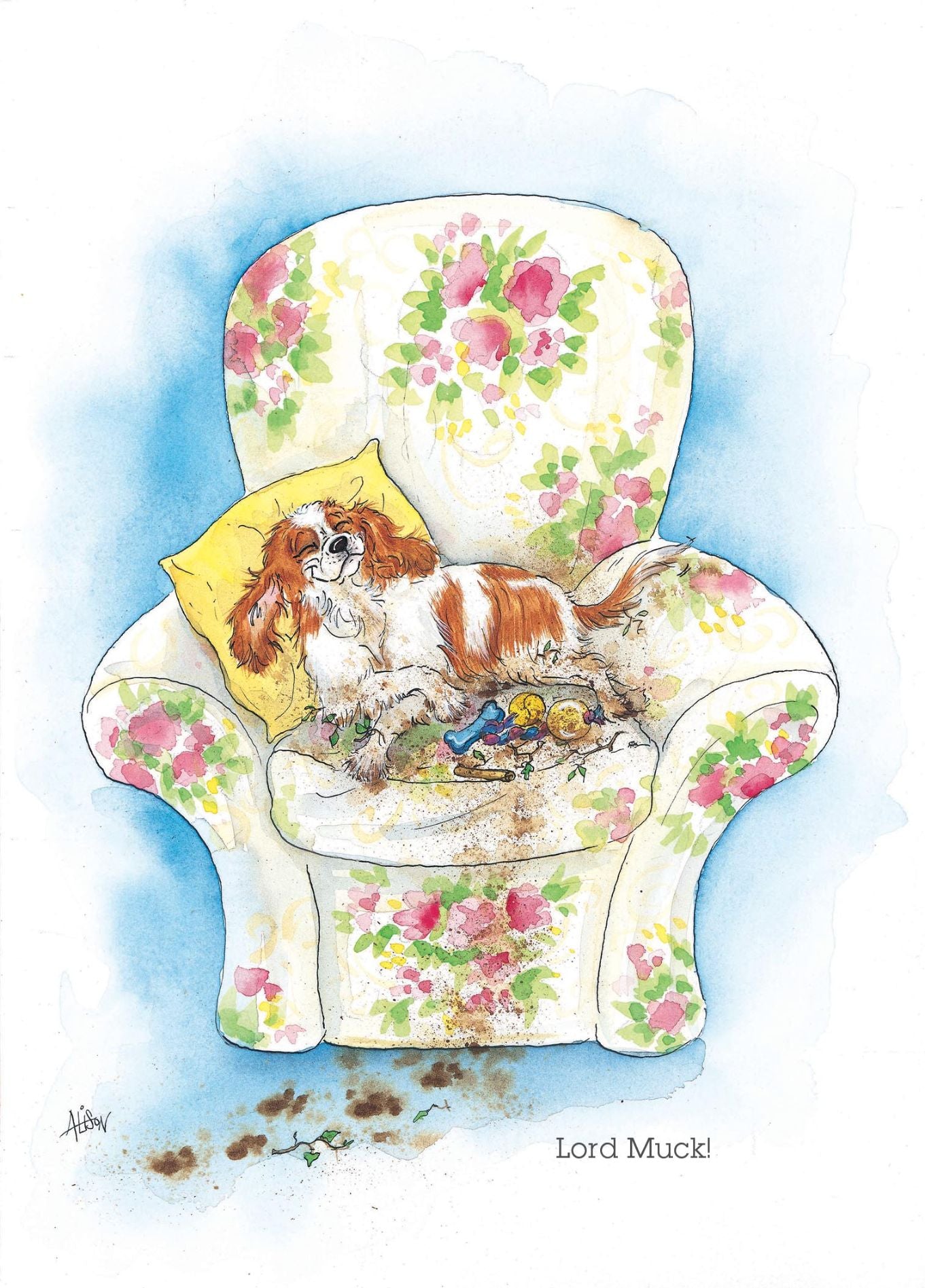 Lord Muck Dirty King Charles Alison's Animals Cartoon Greeting Card