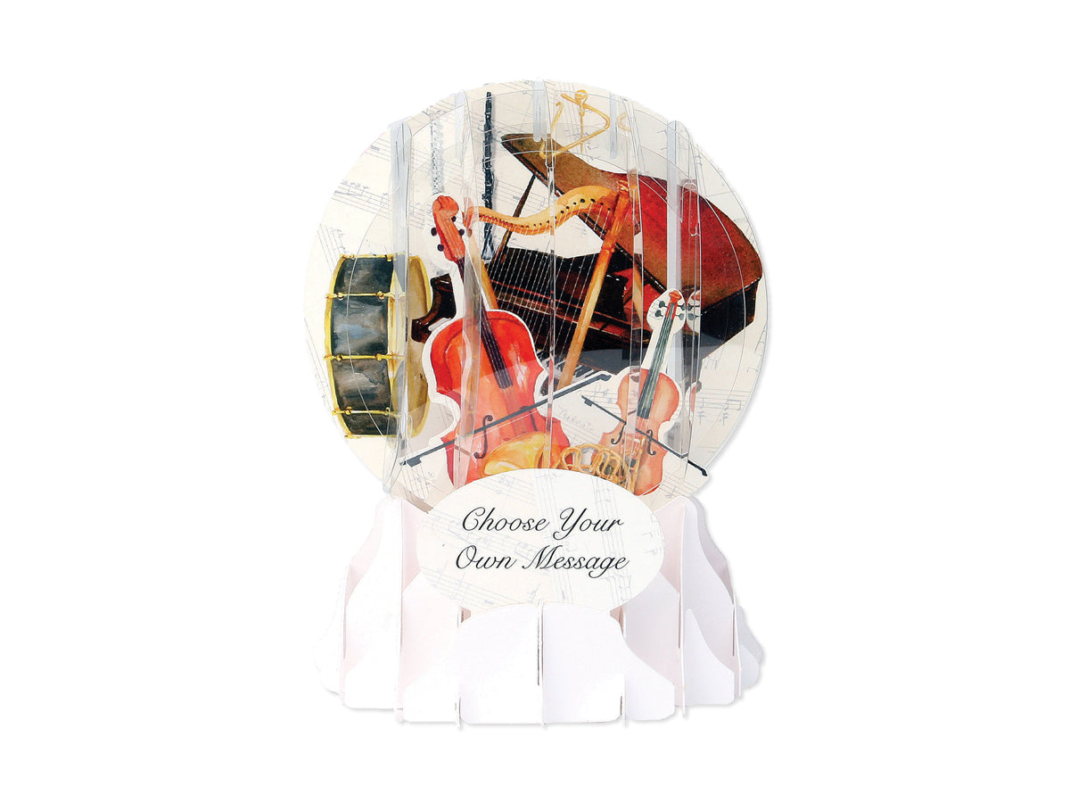 Instrument Snow Globe Pop-Up Any Occasion Greeting Card