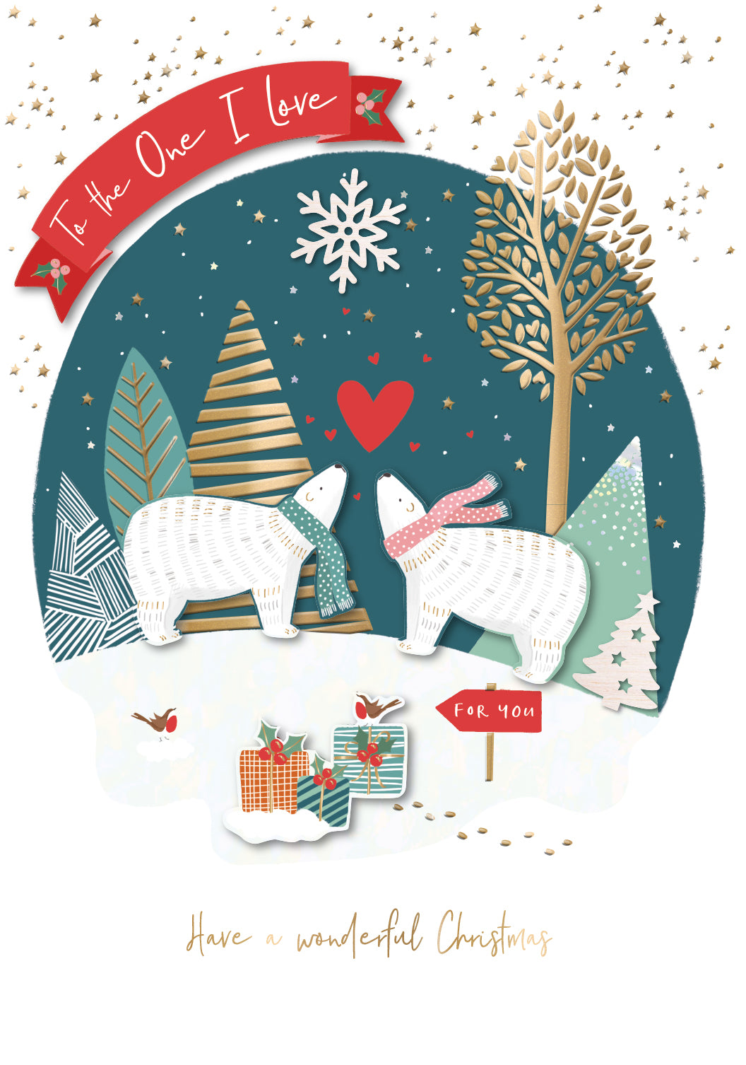 For You The One I Love Embellished Christmas Greeting Card