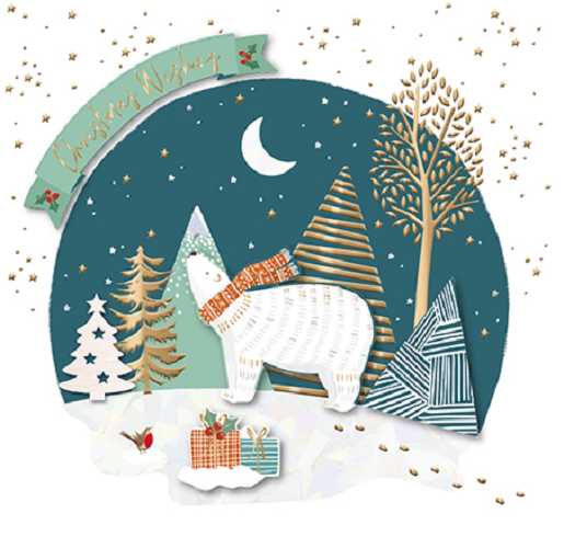 Polar Christmas Wishes Embellished Christmas Greeting Card