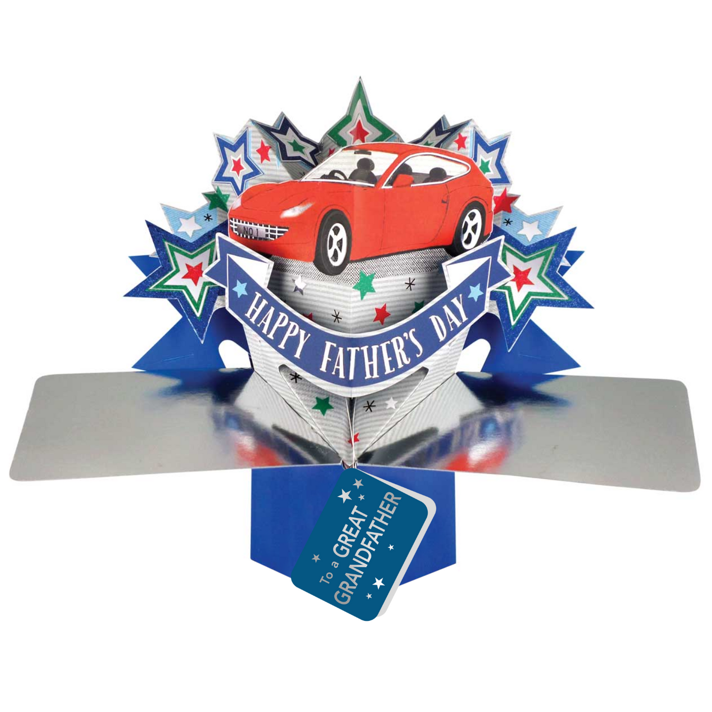 Happy Father's Day To A Great Grandfather Red Car Pop Up Card
