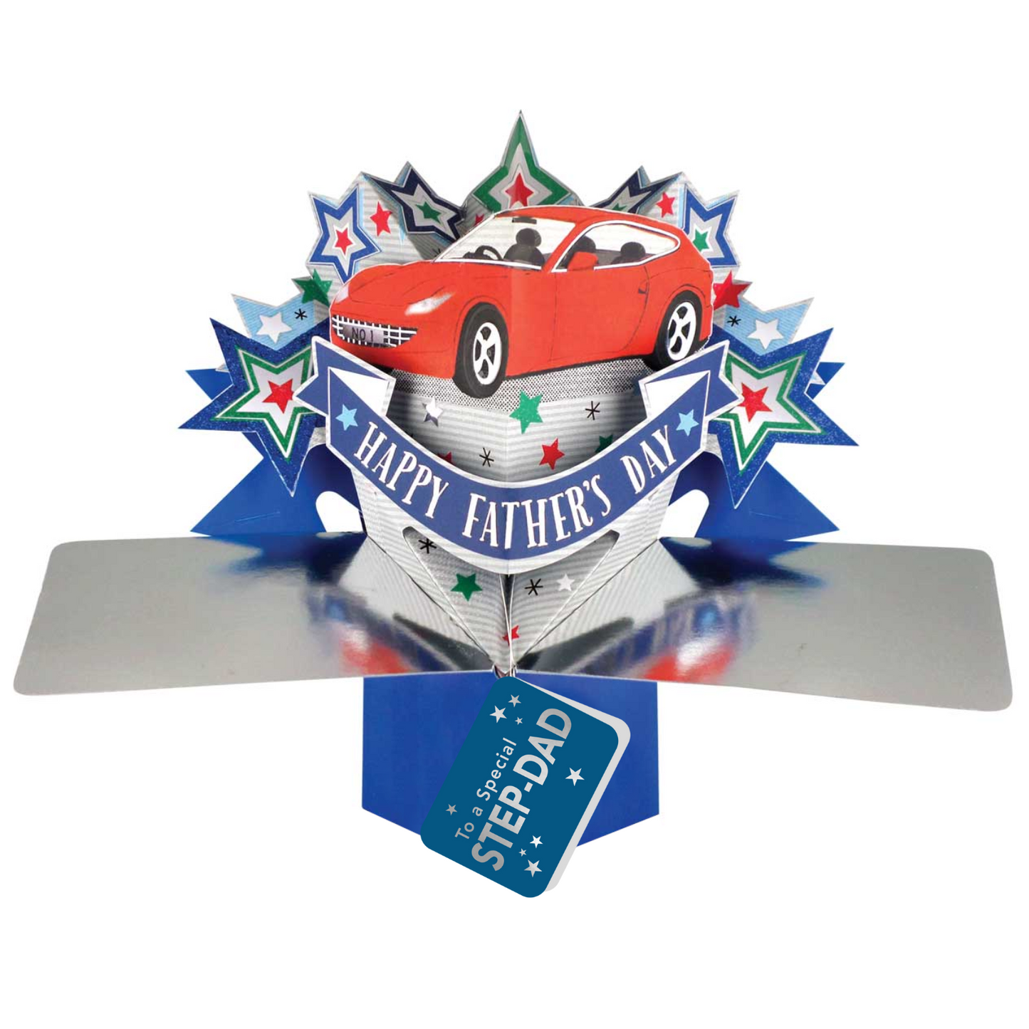 Happy Father's Day To A Special Step-Dad Red Car Pop Up Card