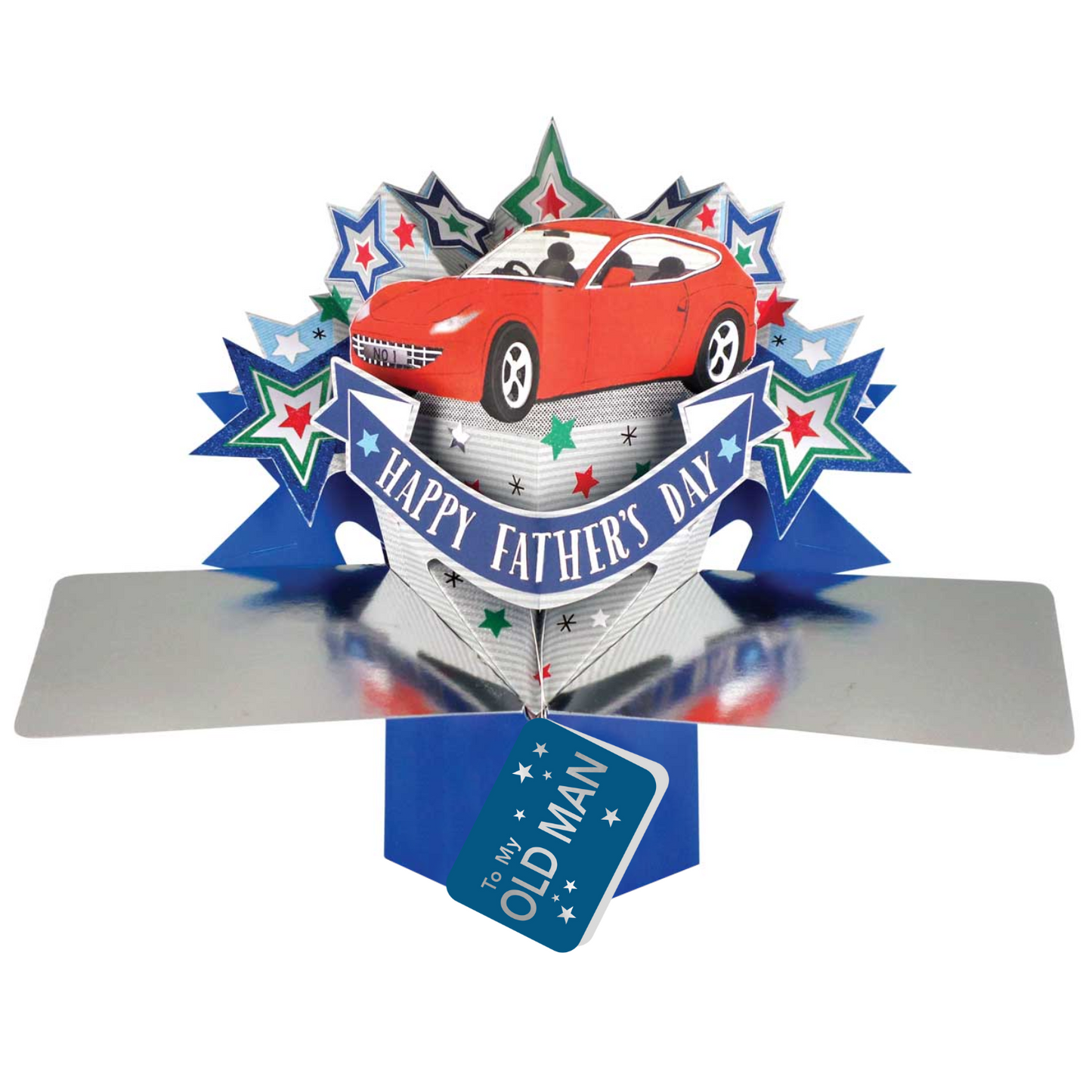 Happy Father's Day To My Old Man Red Car Pop Up Card