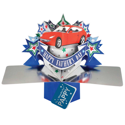 Happy Father's Day To A Wonderful Pappy Red Car Pop Up Card