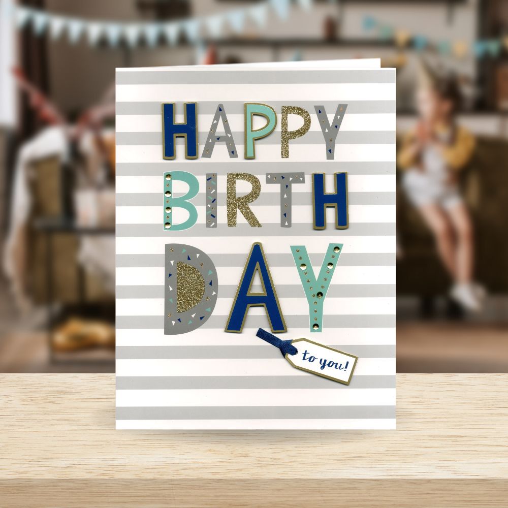 Happy Birthday To You Glitter Gigantic A4 Embellished Greeting Card