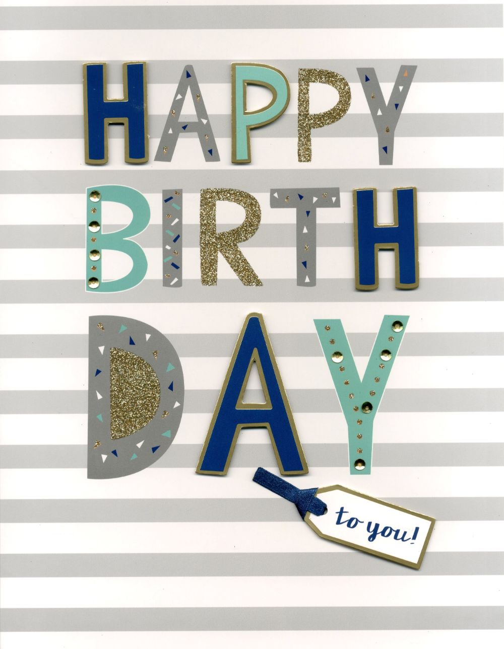 Happy Birthday To You Glitter Gigantic A4 Embellished Greeting Card