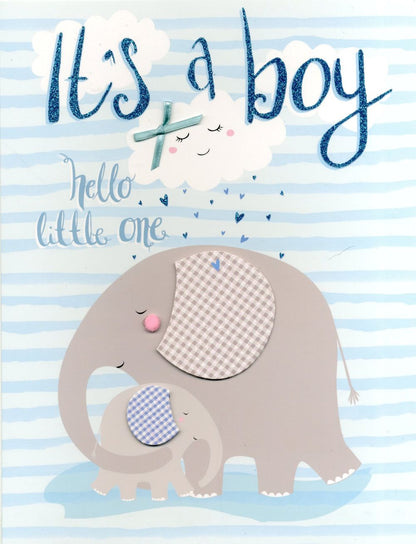 It's A Boy Hello Little One Gigantic A4 Embellished Greeting Card