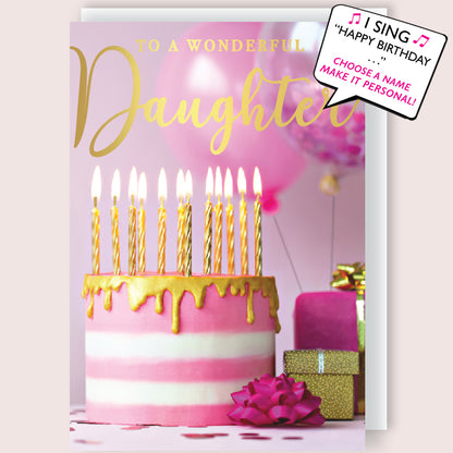 Wonderful Daughter Musical Birthday Card Singing "Happy Birthday Dear Daughter"
