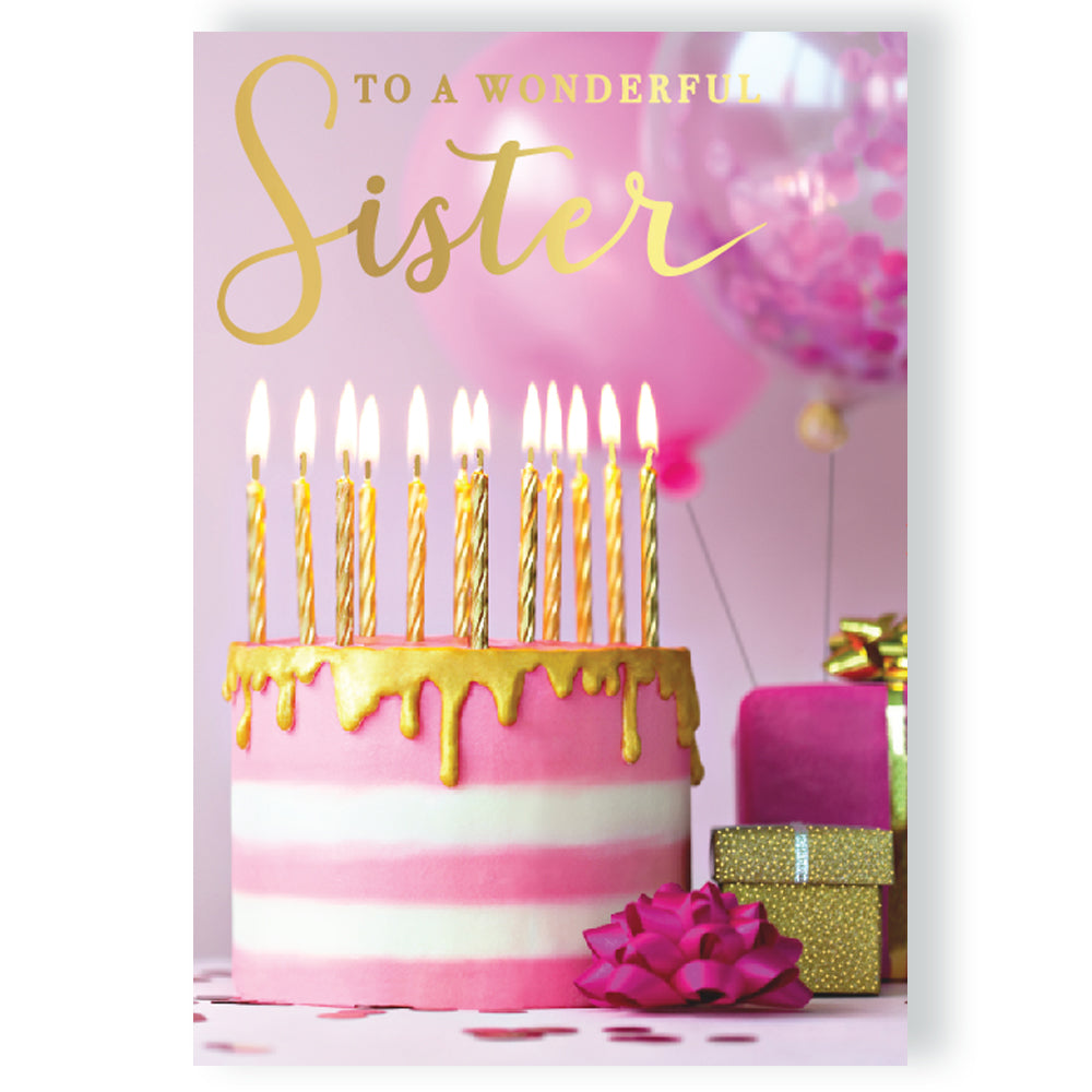 Choose Name - Wonderful Sister Musical Birthday Card Singing "Happy Birthday To You"