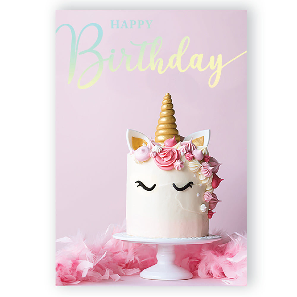 Choose Name - Pink Unicorn Musical Birthday Card Singing "Happy Birthday To You"