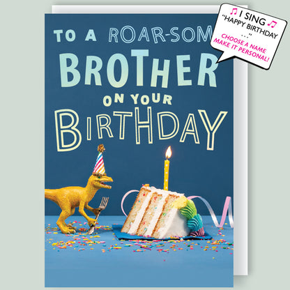 Roar-some Brother Musical Birthday Card Singing Happy Birthday To You Liam