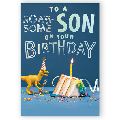 Roar-some Son Musical Birthday Card Singing Happy Birthday To You Liam