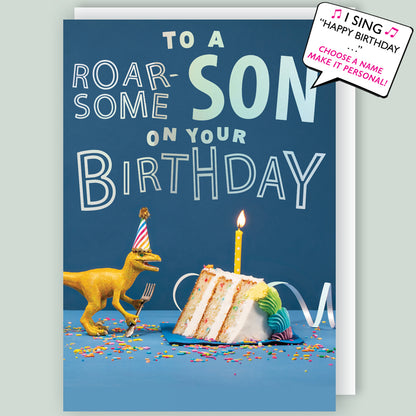 Roar-some Son Musical Birthday Card Singing Happy Birthday To You Joshua
