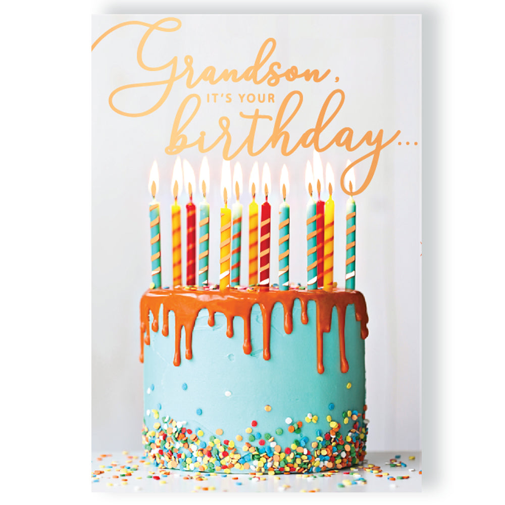 Choose Name - It's Your Birthday Grandson Musical Birthday Card Singing "Happy Birthday Dear Grandson"