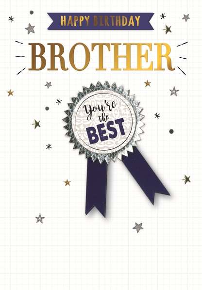 Brother You're The Best Embellished Birthday Greeting Card
