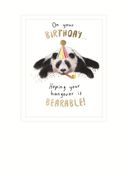 Party Panda Hangover BEARABLE Funny Birthday Greeting Card