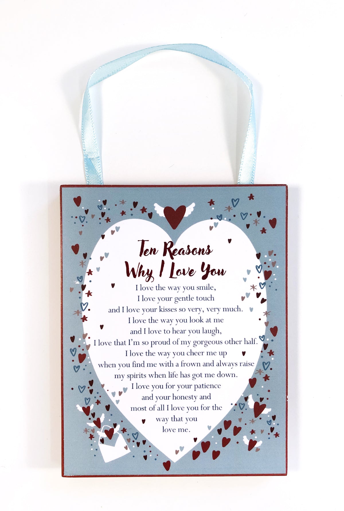 Ten Reasons Why I Love You Heartwarmers Plaque With Ribbon