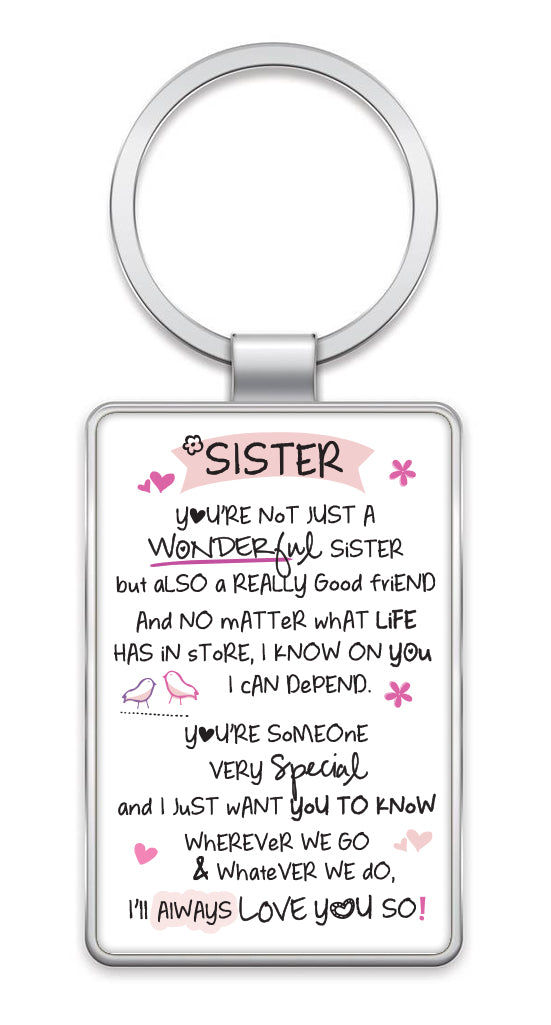Wonderful Sister Inspired Words Metal Keyring