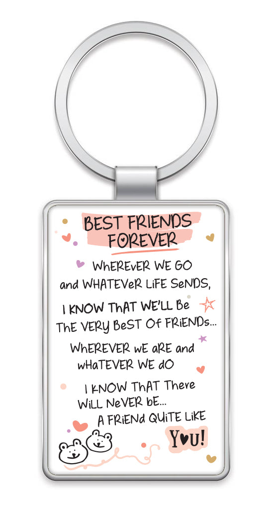 Best Friends Forever Inspired Words Metal Keyring