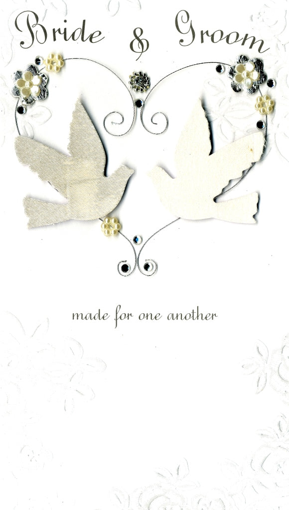 Bride & Groom Luxury Champagne Wedding Greeting Card Hand-Finished Cards