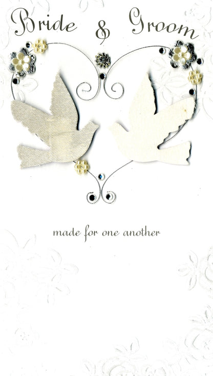 Bride & Groom Luxury Champagne Wedding Greeting Card Hand-Finished Cards