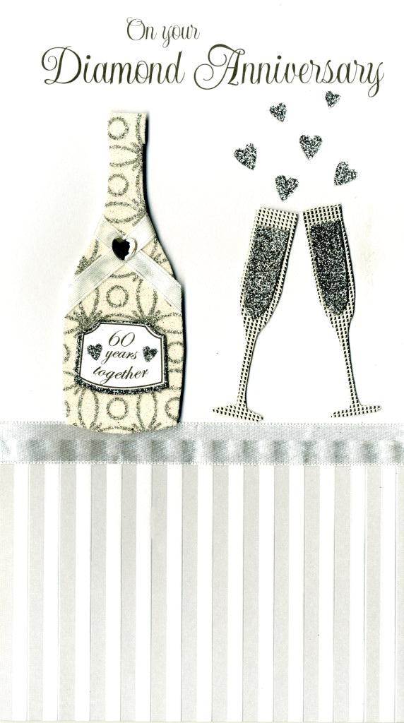 Diamond 60th Anniversary Luxury Champagne Greeting Card Hand-Finished Cards