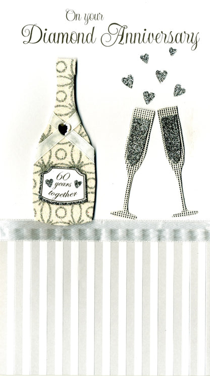 Diamond 60th Anniversary Luxury Champagne Greeting Card Hand-Finished Cards