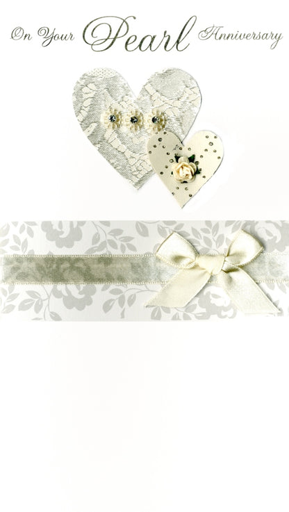 On Your Pearl 30th Anniversary Luxury Champagne Greeting Card Hand-Finished Card