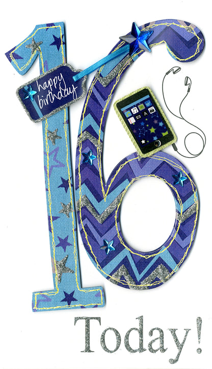 Gorgeous 16th Age 16 Birthday Greeting Card Hand-Finished Champagne Range Cards