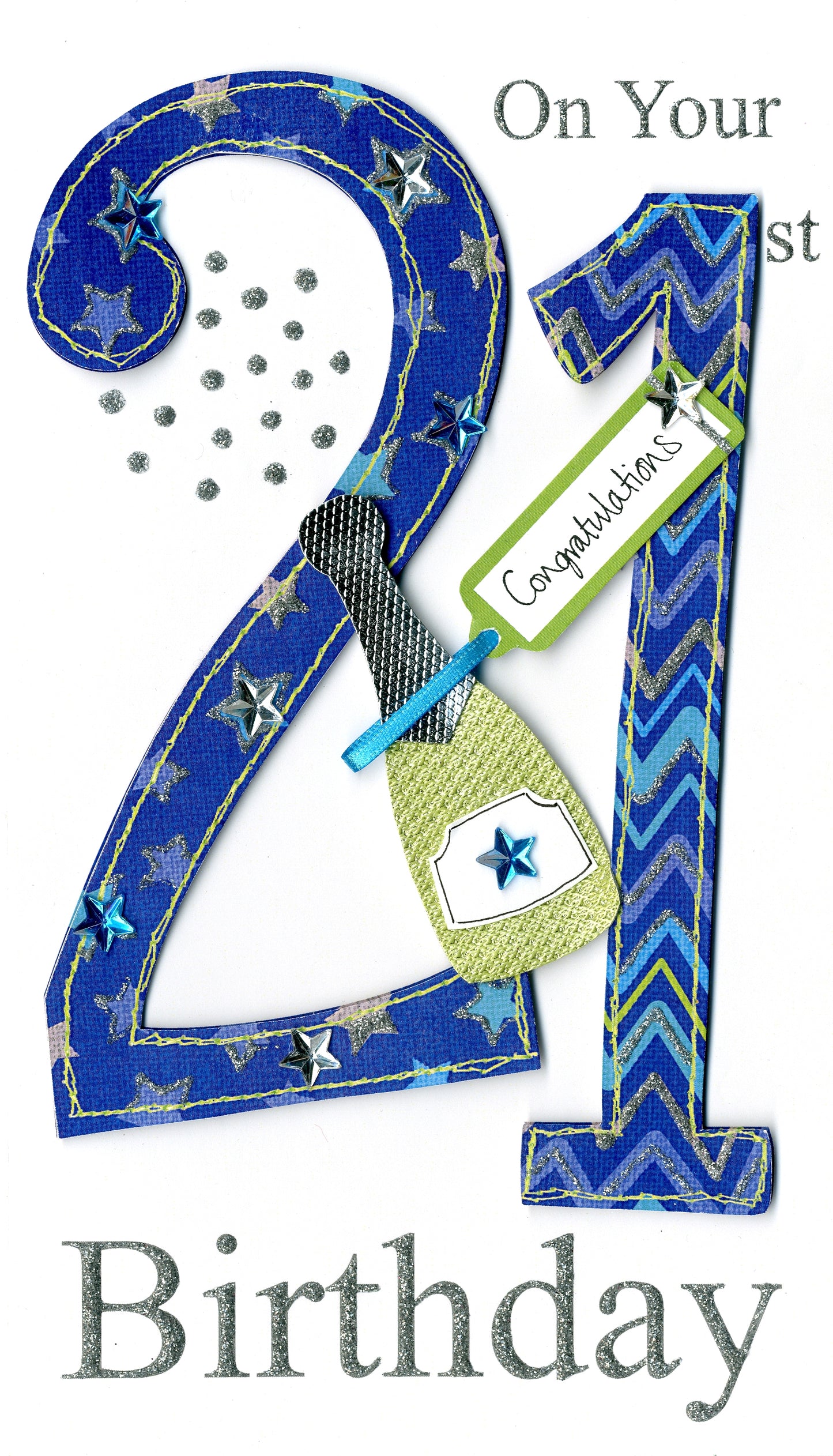 Gorgeous 21st Age 21 Birthday Greeting Card Hand-Finished Champagne Range Cards