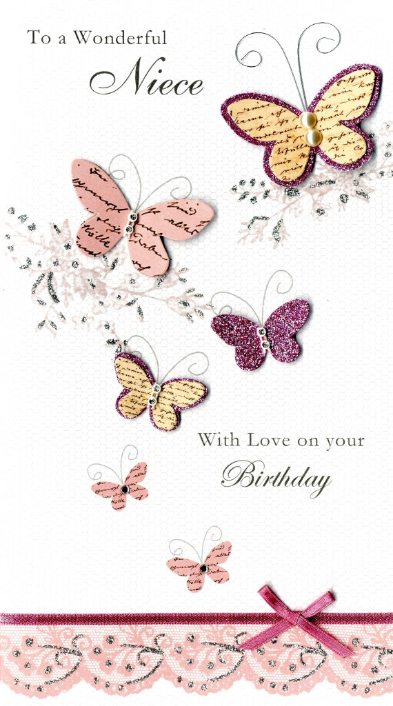 Wonderful Niece Happy Birthday Greeting Card Hand-Finished Cards