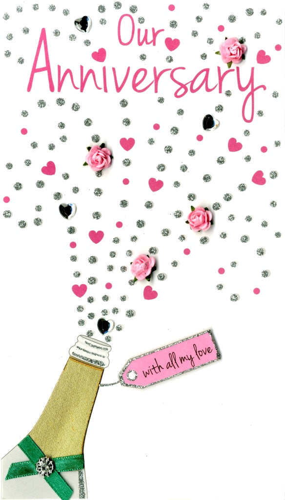 On Our Anniversary Luxury Champagne Greeting Card Hand-Finished Cards