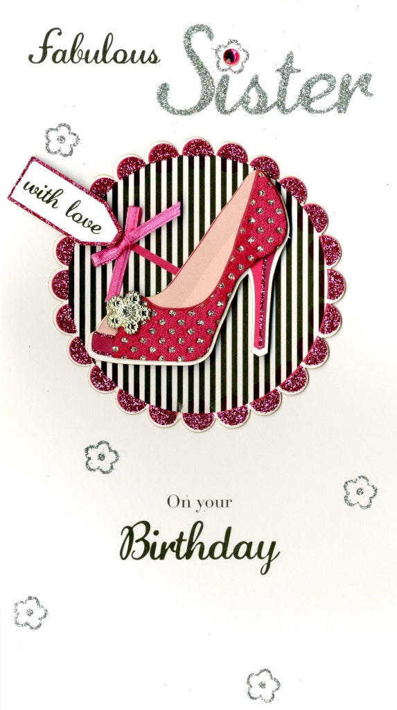 Fabulous Sister Happy Birthday Greeting Card Hand-Finished Cards