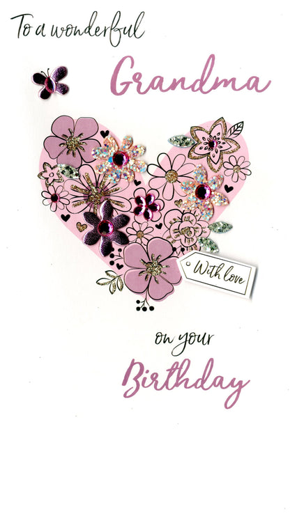 Wonderful Grandma Birthday Greeting Card Hand-Finished
