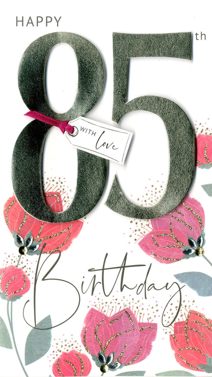 85th Birthday Greeting Card Hand-Finished