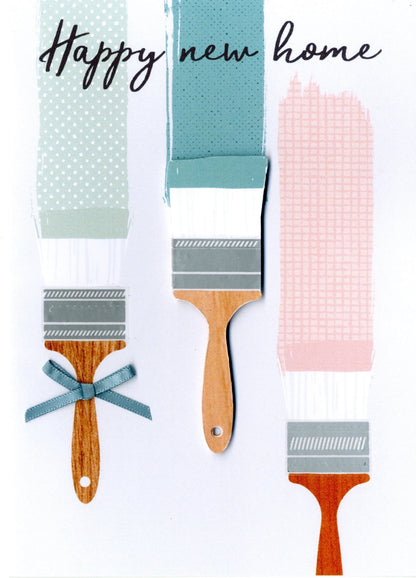 Happy New Home Paint Brushes Greeting Card