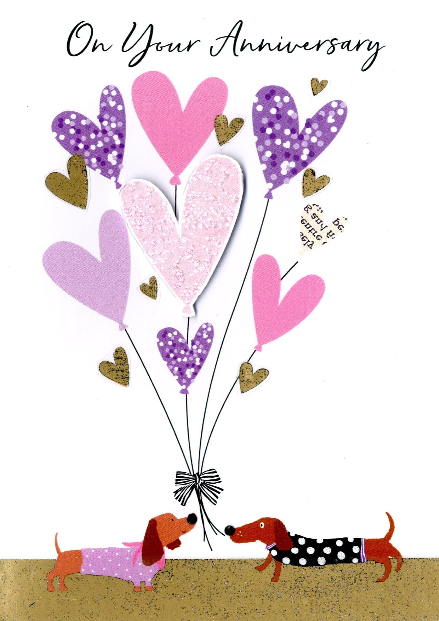 On Your Anniversary Heart Balloons Greeting Card