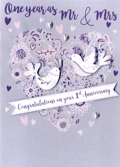 Congratulations On Your 1st Anniversary Greeting Card