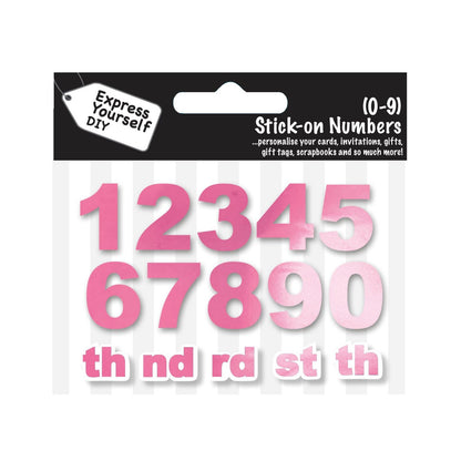 Make It Personal Stick-On Numbers 0-9 Pink Foil DIY Card Topper Embellishments