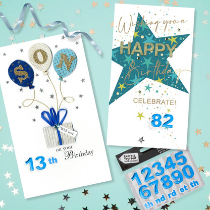 Make It Personal Stick-On Numbers 0-9 Blue Foil DIY Card Topper Embellishments
