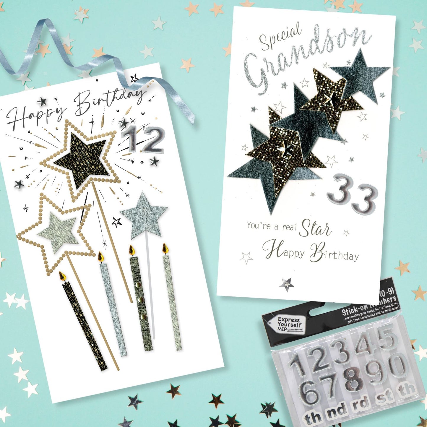 Make It Personal Stick-On Numbers 0-9 Silver Foil DIY Card Topper Embellishments