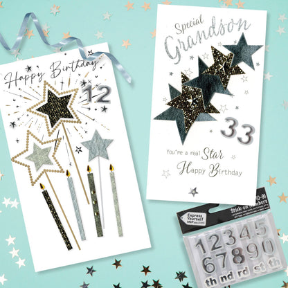 Make It Personal Stick-On Numbers 0-9 Silver Foil DIY Card Topper Embellishments