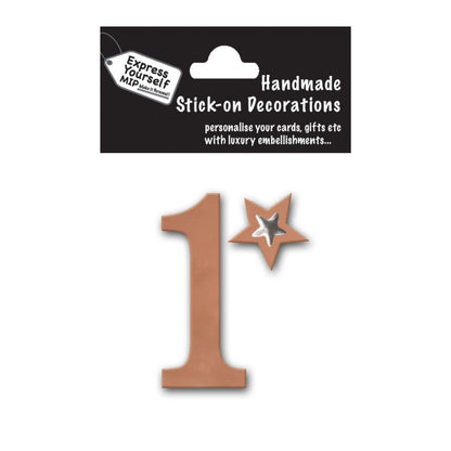 Make It Personal Stick-On Number 1 Rose Gold Foil DIY Card Topper Embellishment