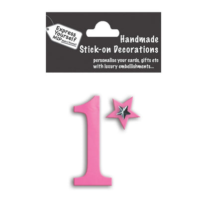 Make It Personal Stick-On Number 1 Pink Foil DIY Card Topper Embellishment