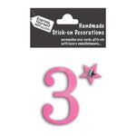 Make It Personal Stick-On Number 3 Pink Foil DIY Card Topper Embellishment