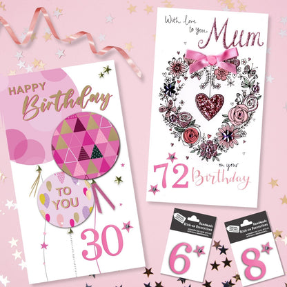 Make It Personal Stick-On Number 4 Pink Foil DIY Card Topper Embellishment